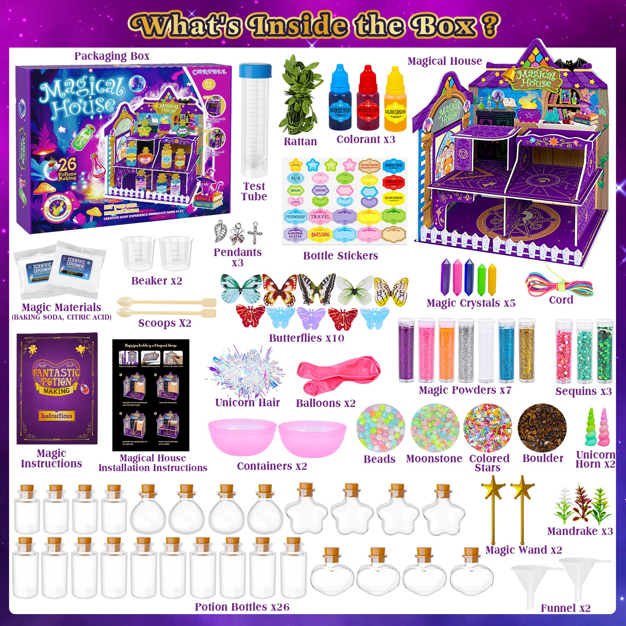 Cartell Magical House assembly guide aids kids to build a display hut for their potions.