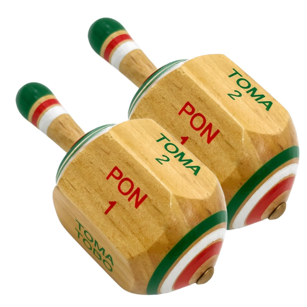 Casa De Queta Toma Todo pirinola 3in two-pack shows vibrant colors for family game night