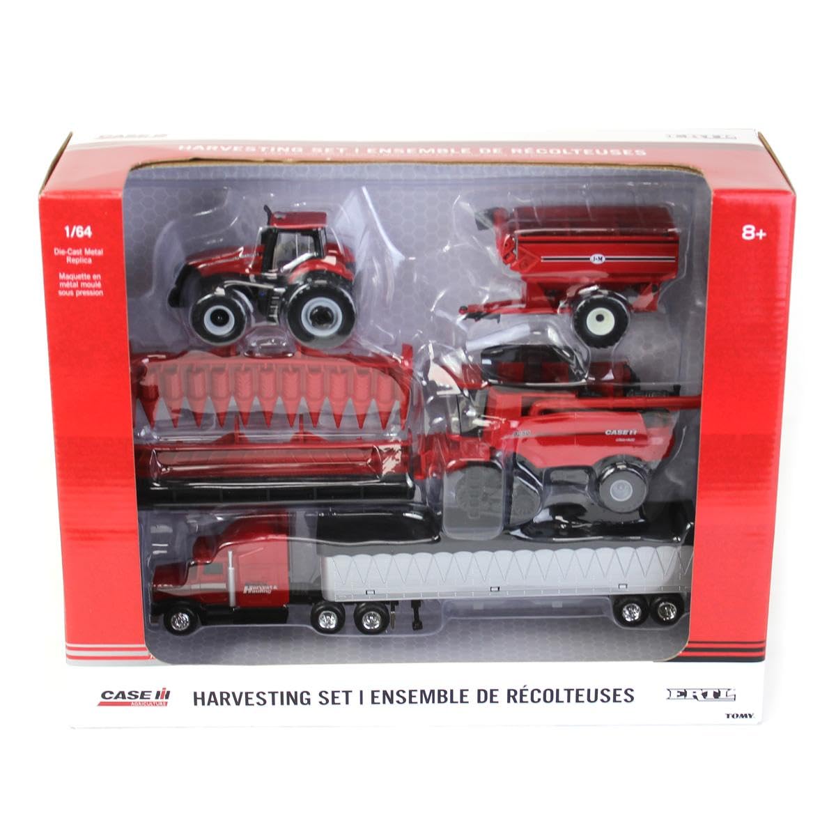 Case IH harvesting set in 1/64 scale ideal for dioramas.