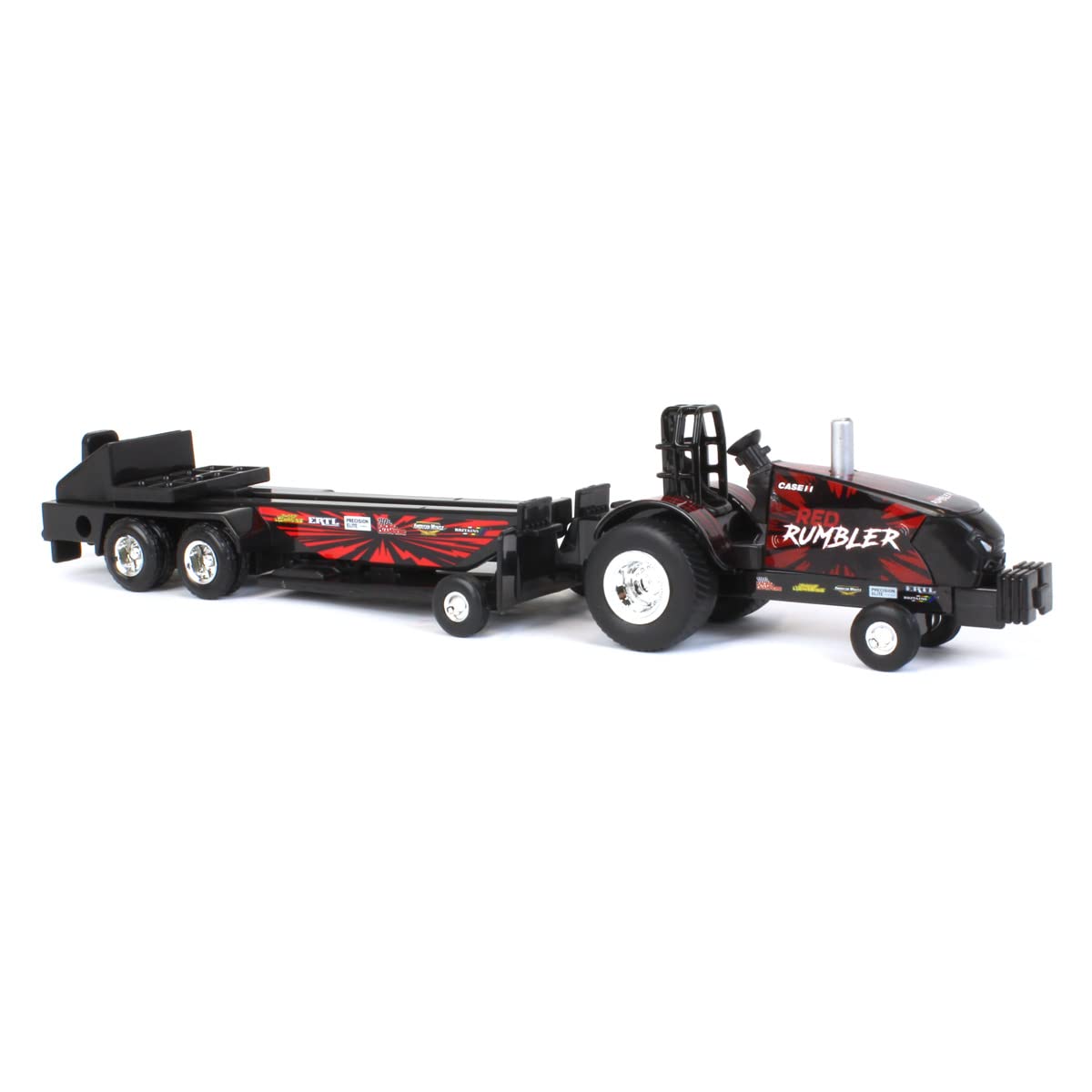 Case IH Magnum Red Rumbler tractor front detail showcases oversized tires and vivid decals for display