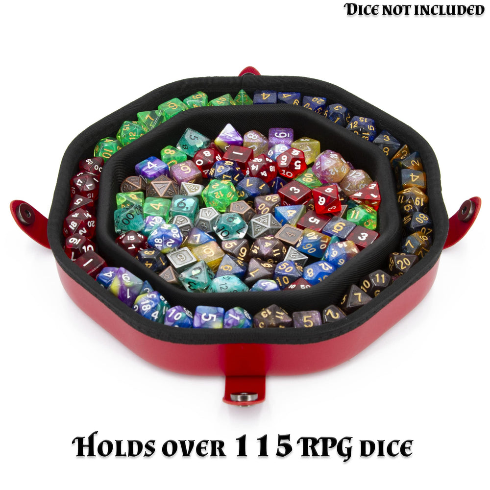 CASEMATIX dice tray lid-as-tray demonstrates portable play for large groups.