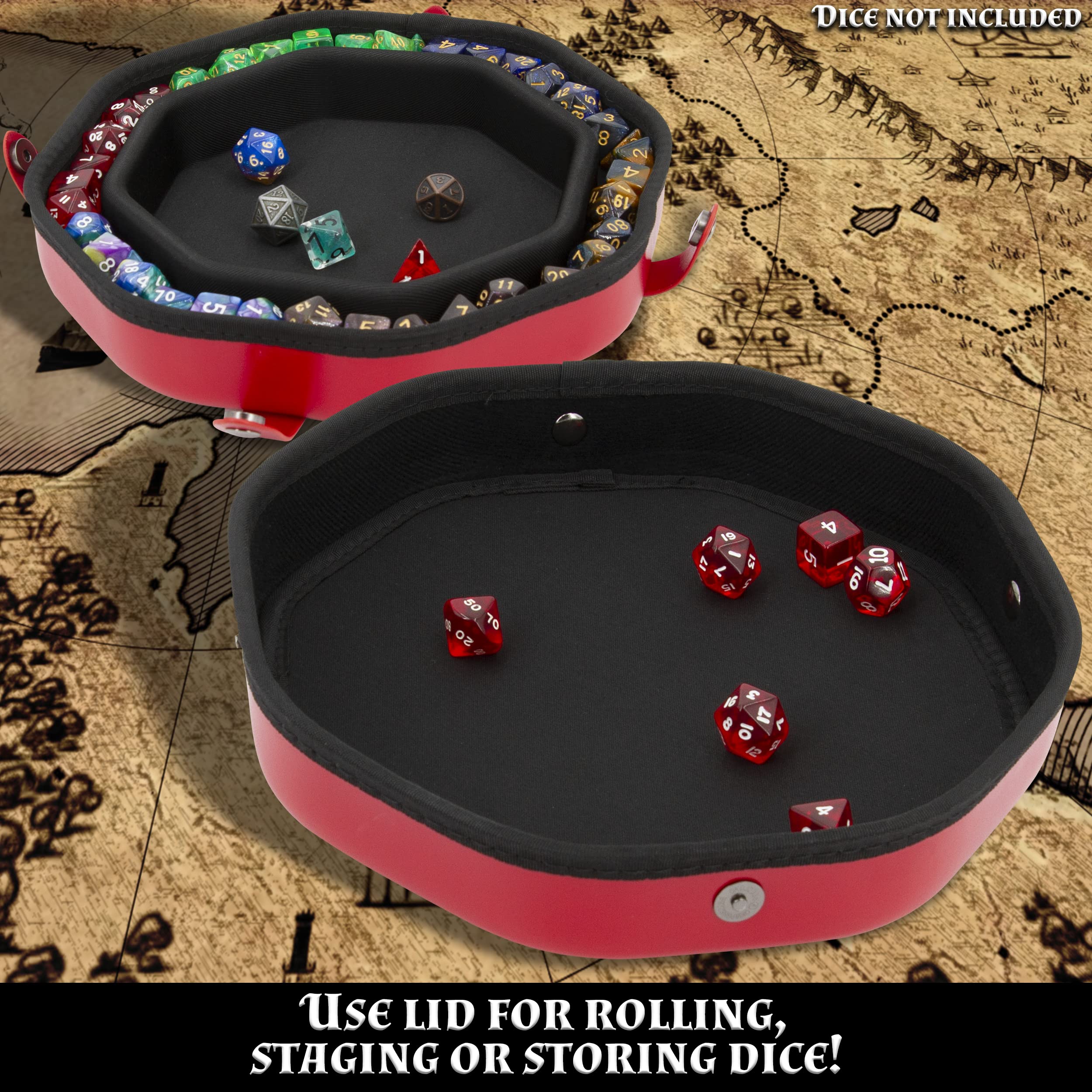 CASEMATIX dice tray magnetic snaps secure the lid for easy transport.