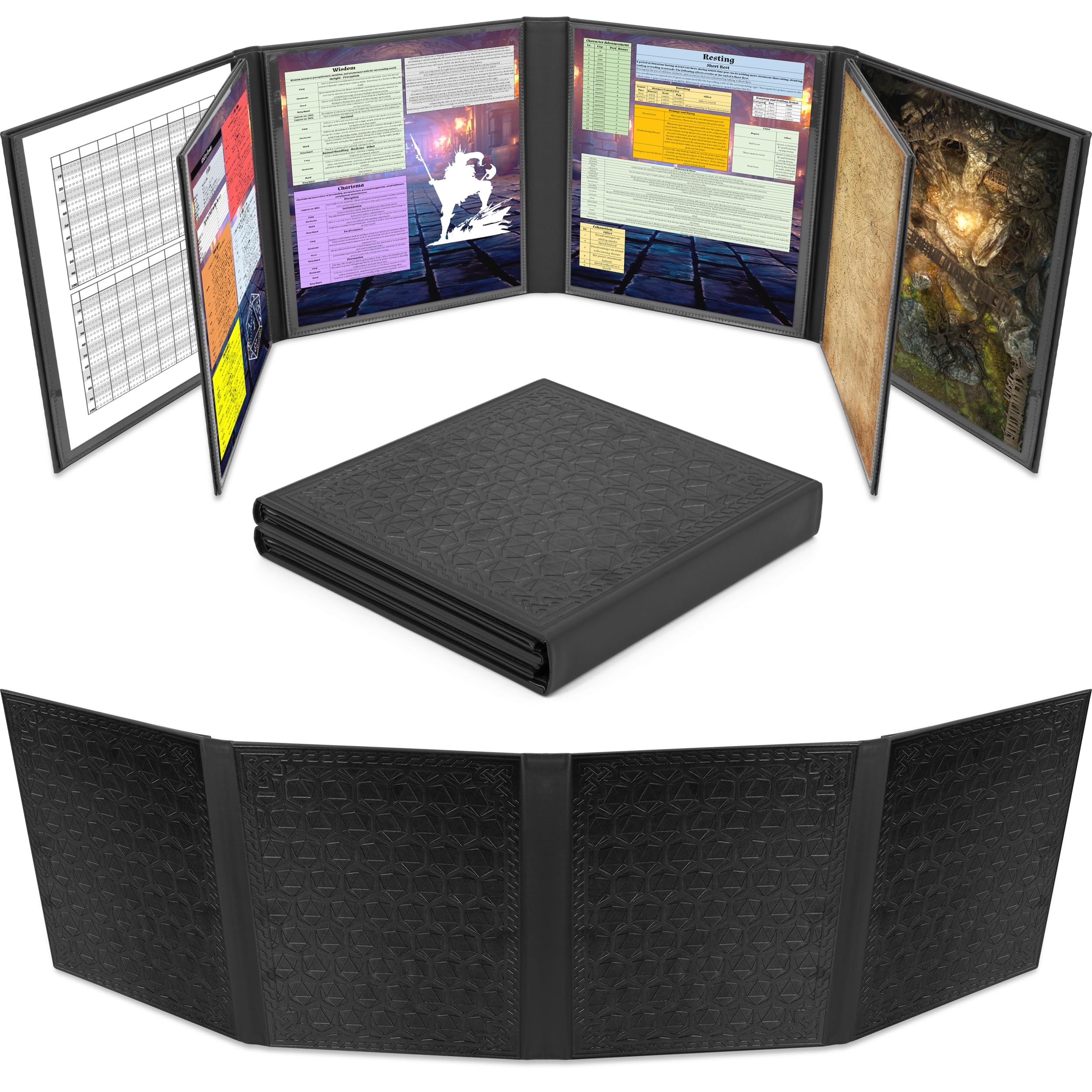 Casematix DM Screen eight-panel layout shields notes from players