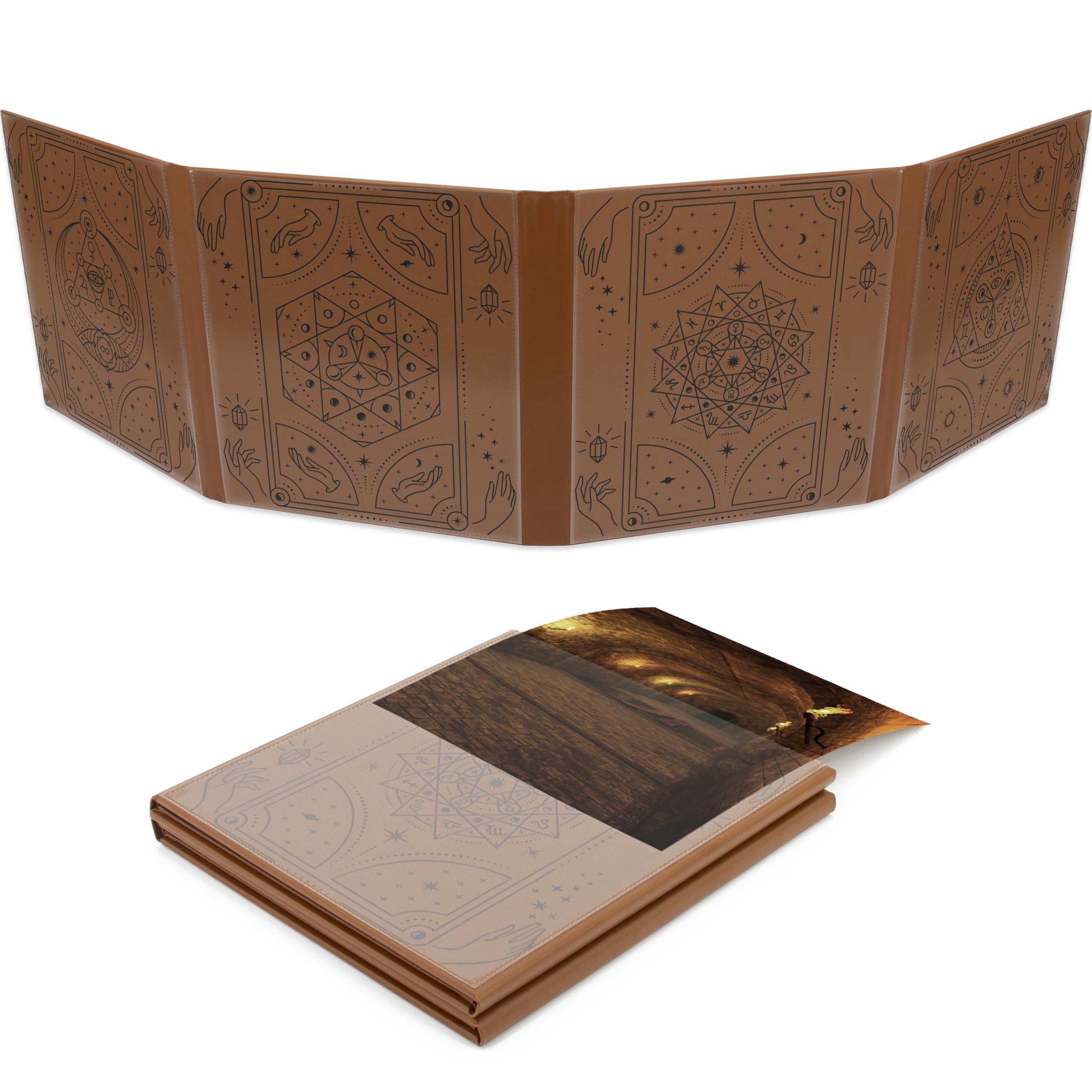 CASEMATIX DM Screen in faux leather, double-sided keeps DM materials hidden from players.