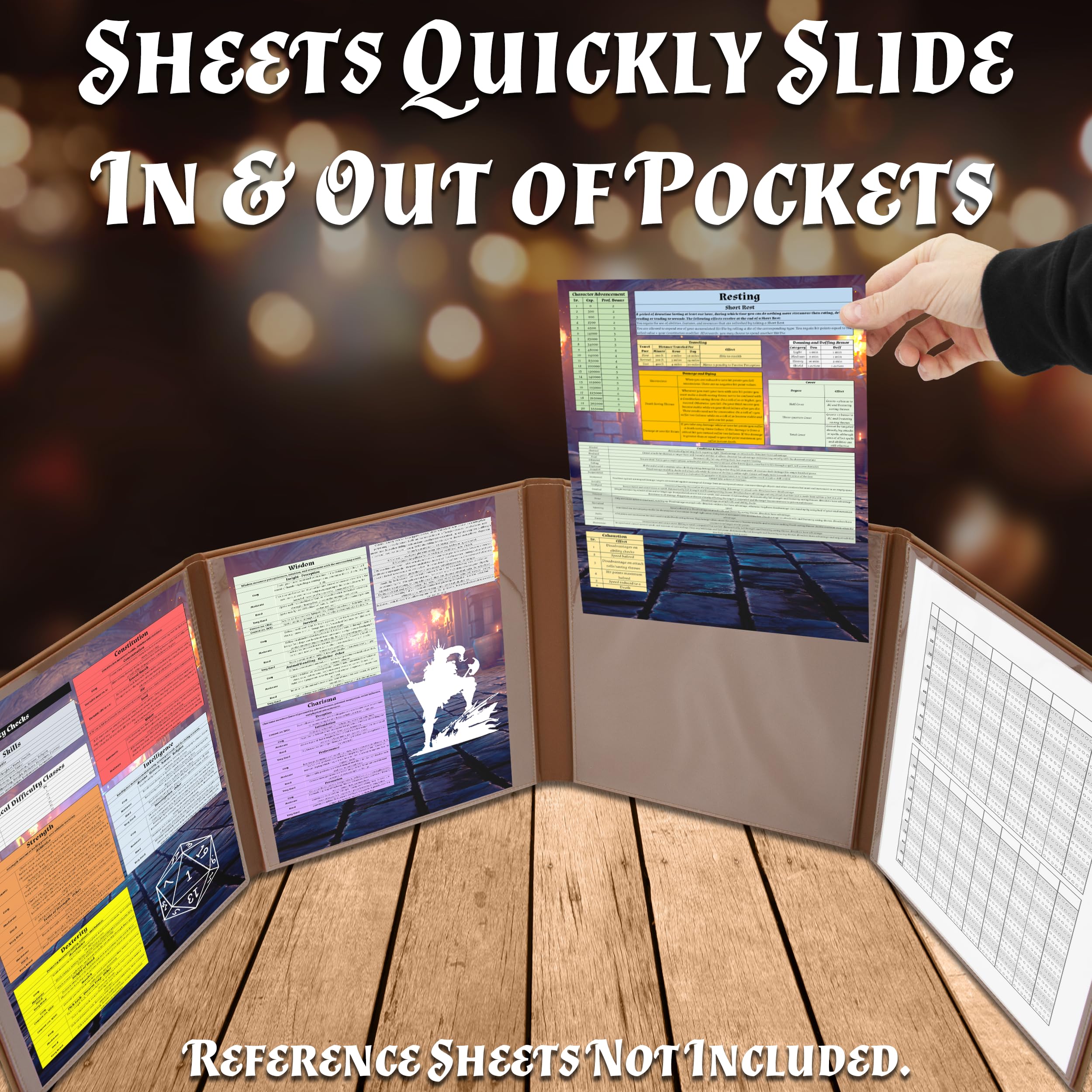CASEMATIX DM Screen four player-facing pockets display artwork and quick references.