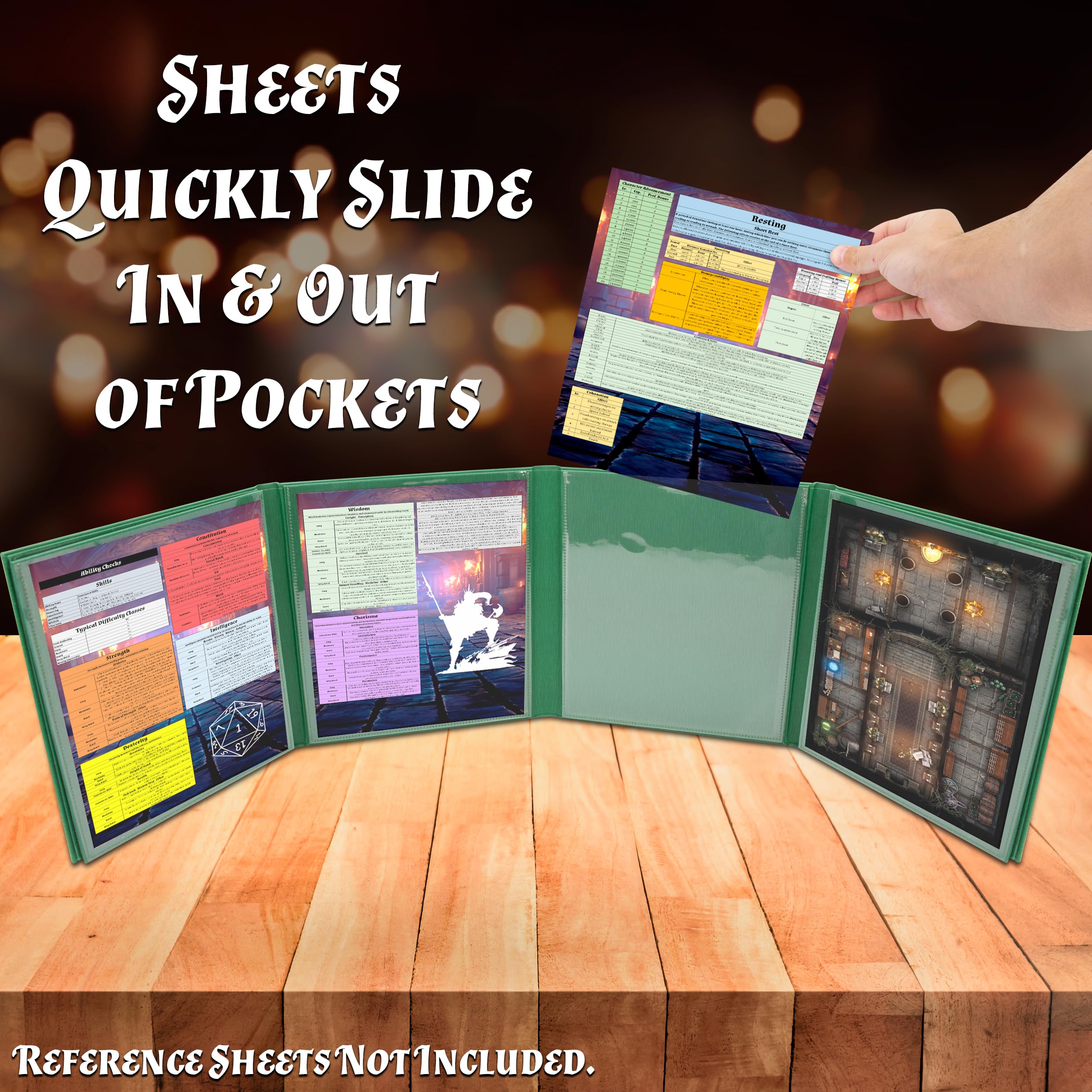 CASEMATIX DM Screen wet-erase pockets keep notes visible during play.