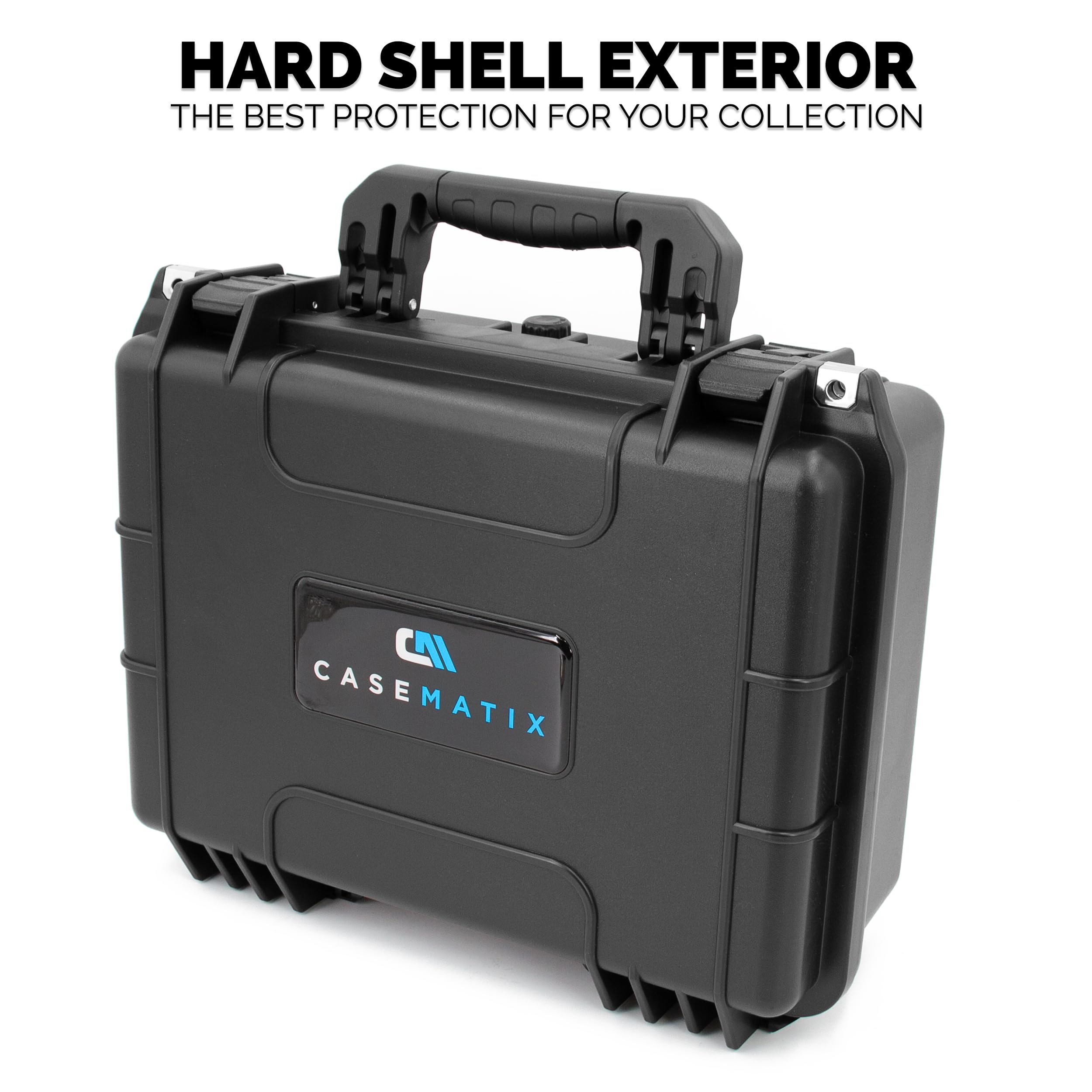 Casematix inside foam compartments organize slabs for travel