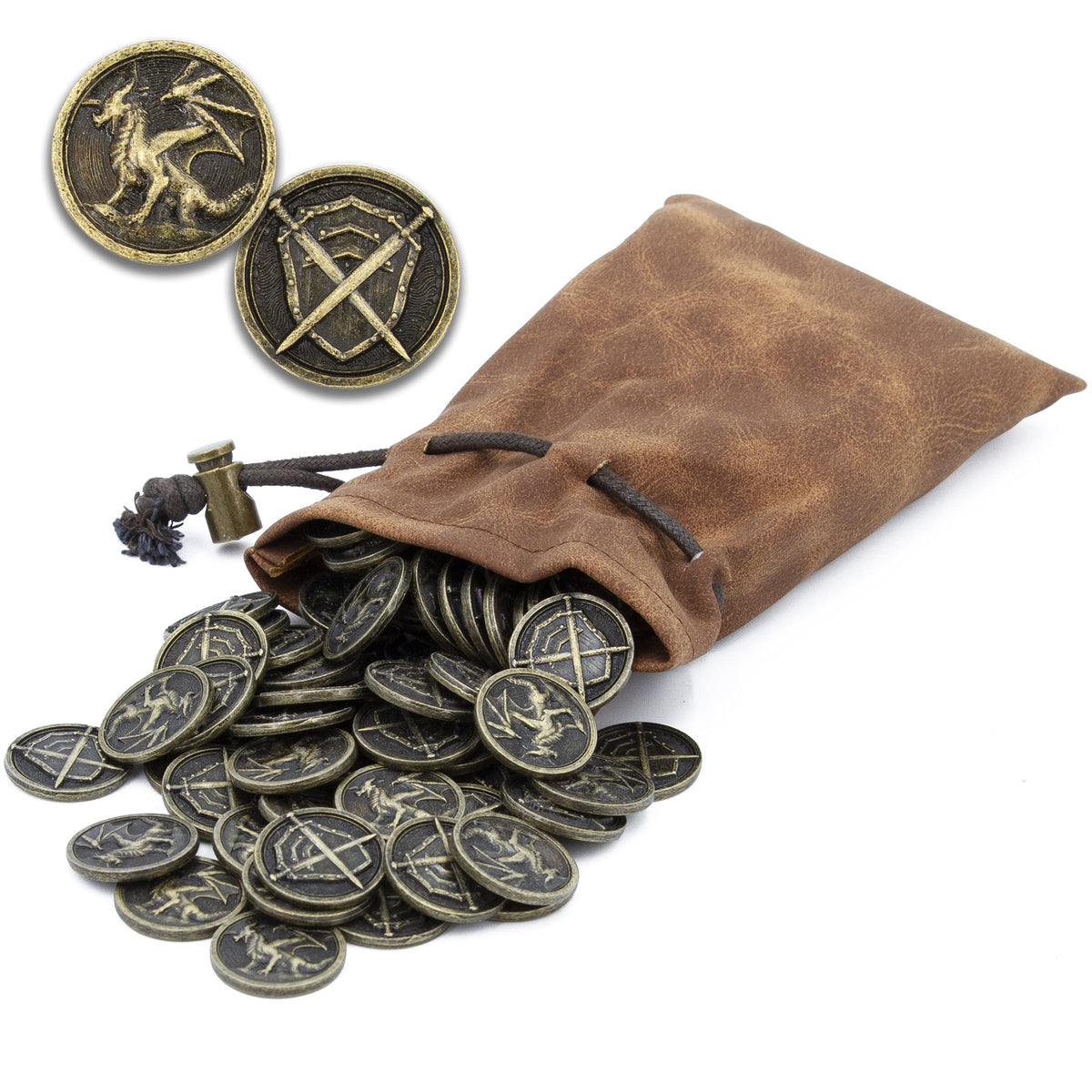 CASEMATIX metal coins with dragon front engraving for immersive gameplay.