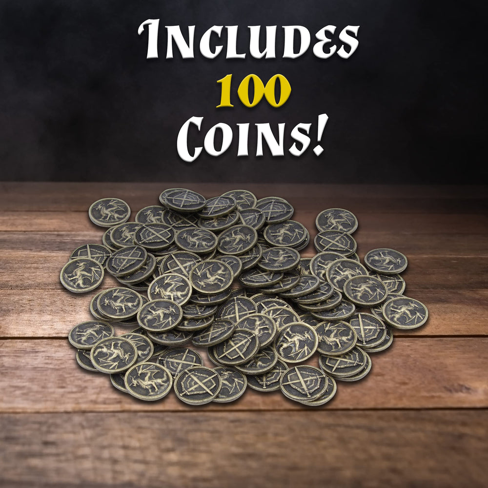 CASEMATIX metal coins back with swords and shield detail for authentic treasure props.