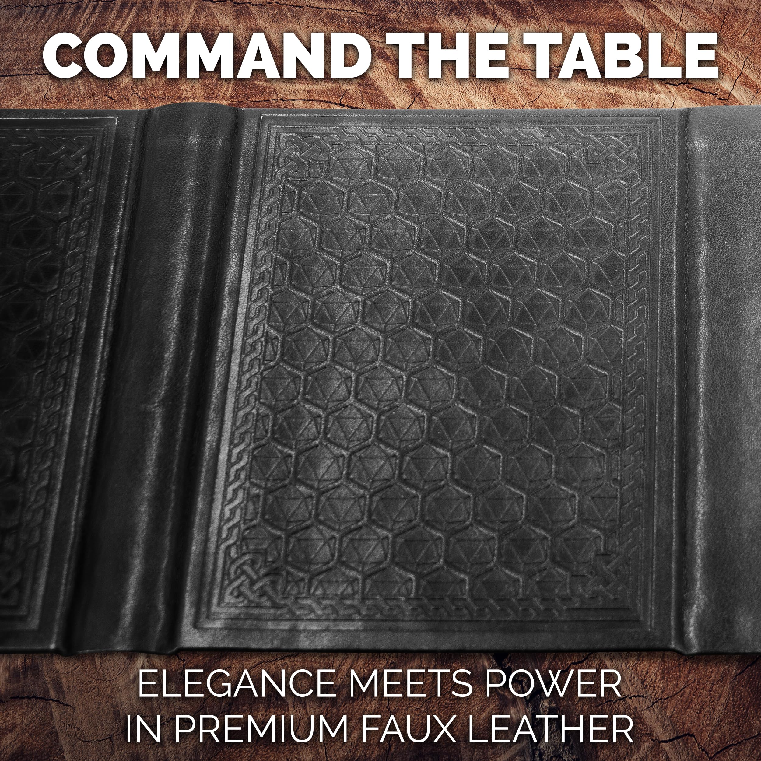 Casematix mini screen features a d20 pattern on faux leather surface.