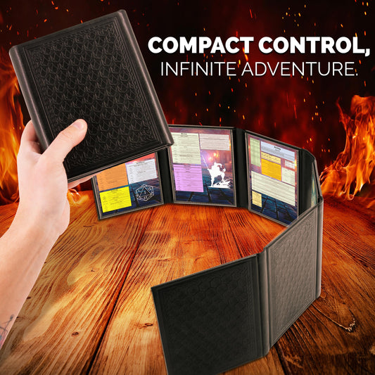 Casematix DM Screen low-profile back view keeps players focused.