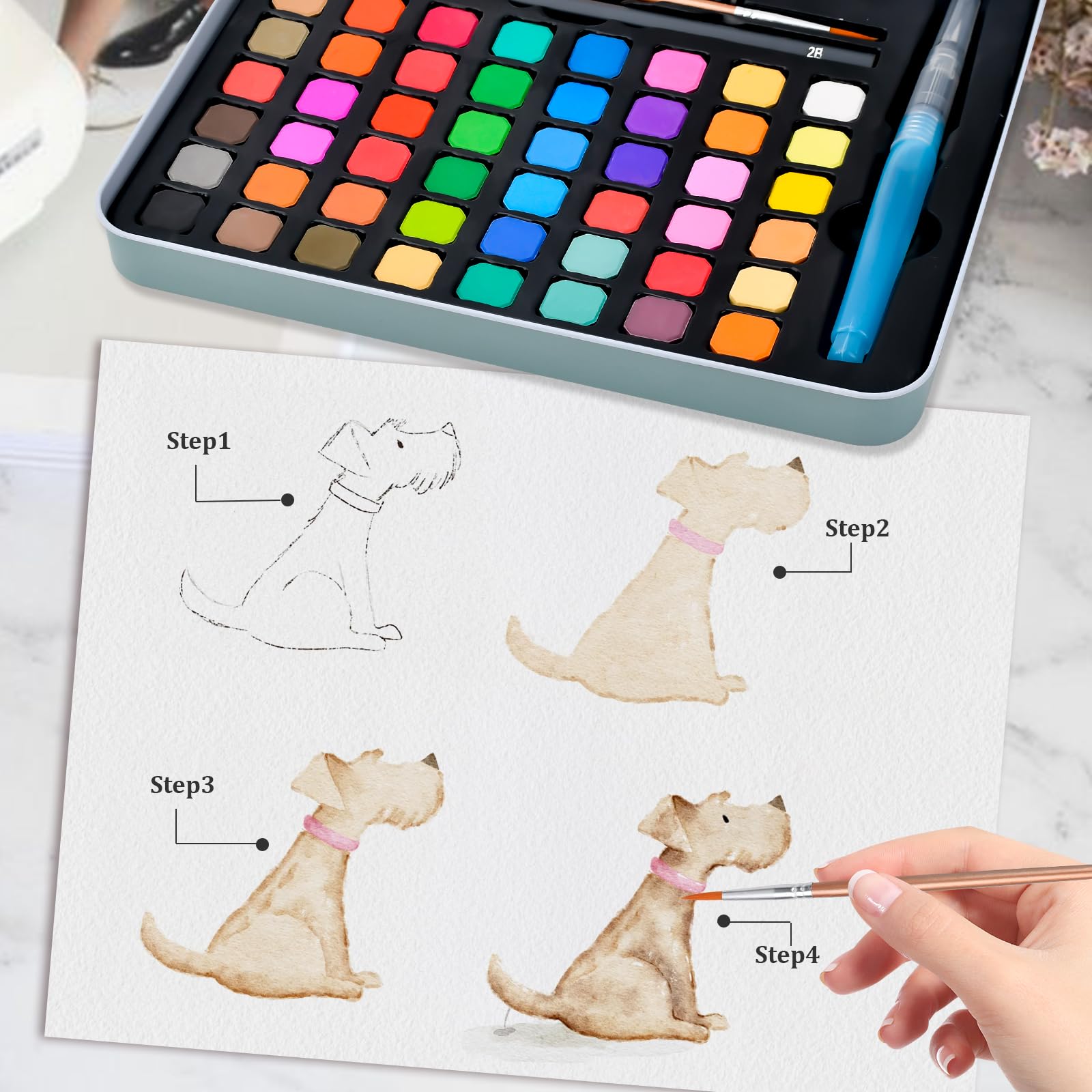 Casleevf holiday gift watercolors displayed as a festive stocking stuffer.
