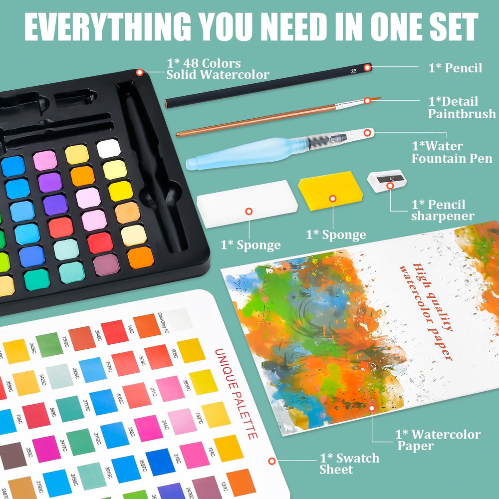 Casleevf travel mini watercolor set compact kit ready for art on the go.