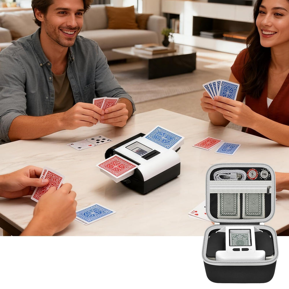 Casmilee Card Shuffler Case carry handle and hook for travel.