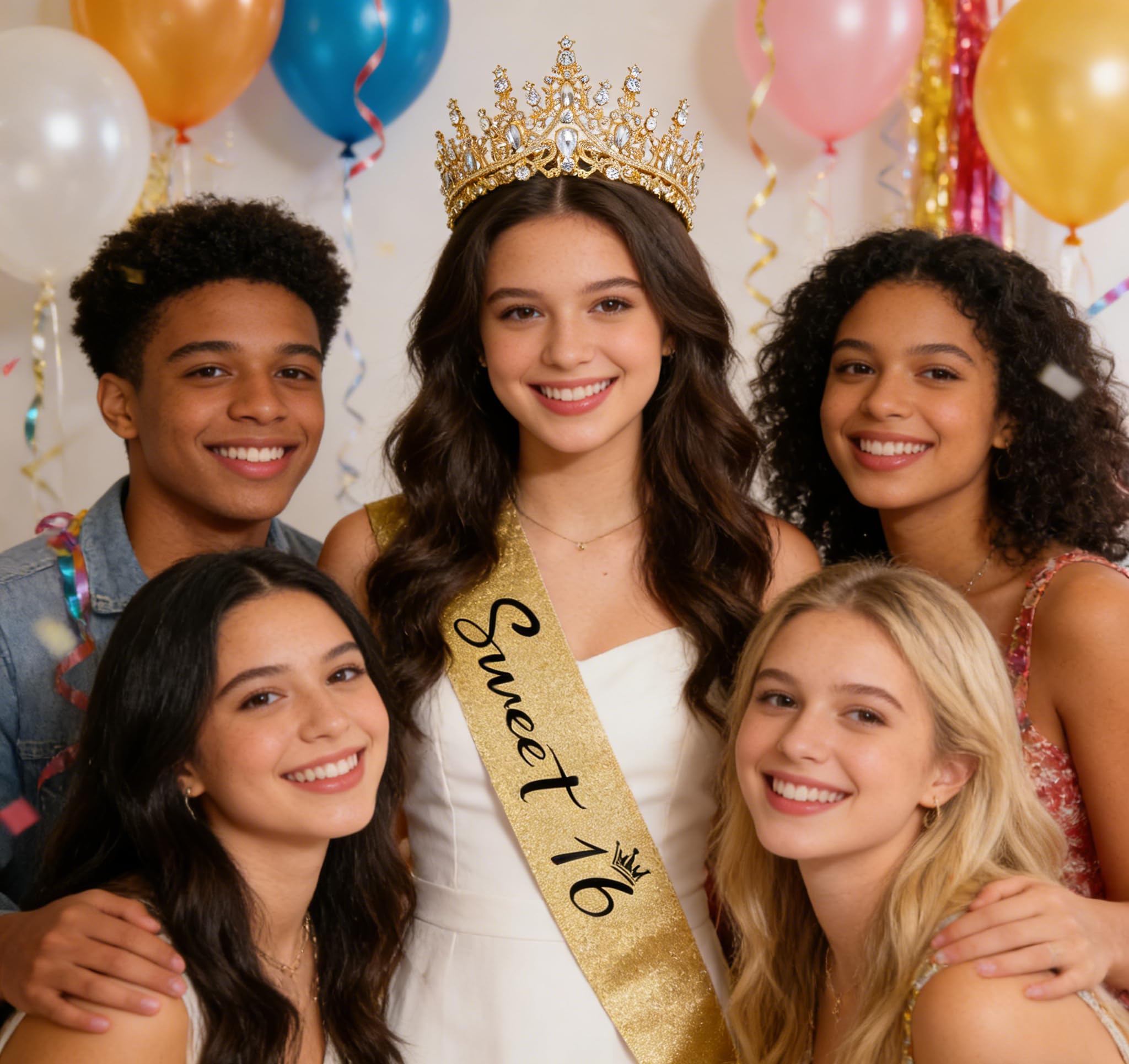 Casoty glitter fabric sash reflects party lighting for vibrant photos