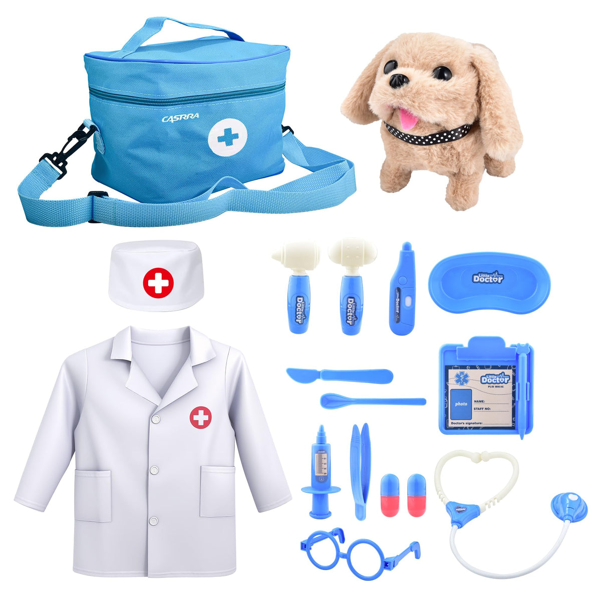 CASRRA Doctor Kit dog backpack enables imaginative play and pretend veterinary care.