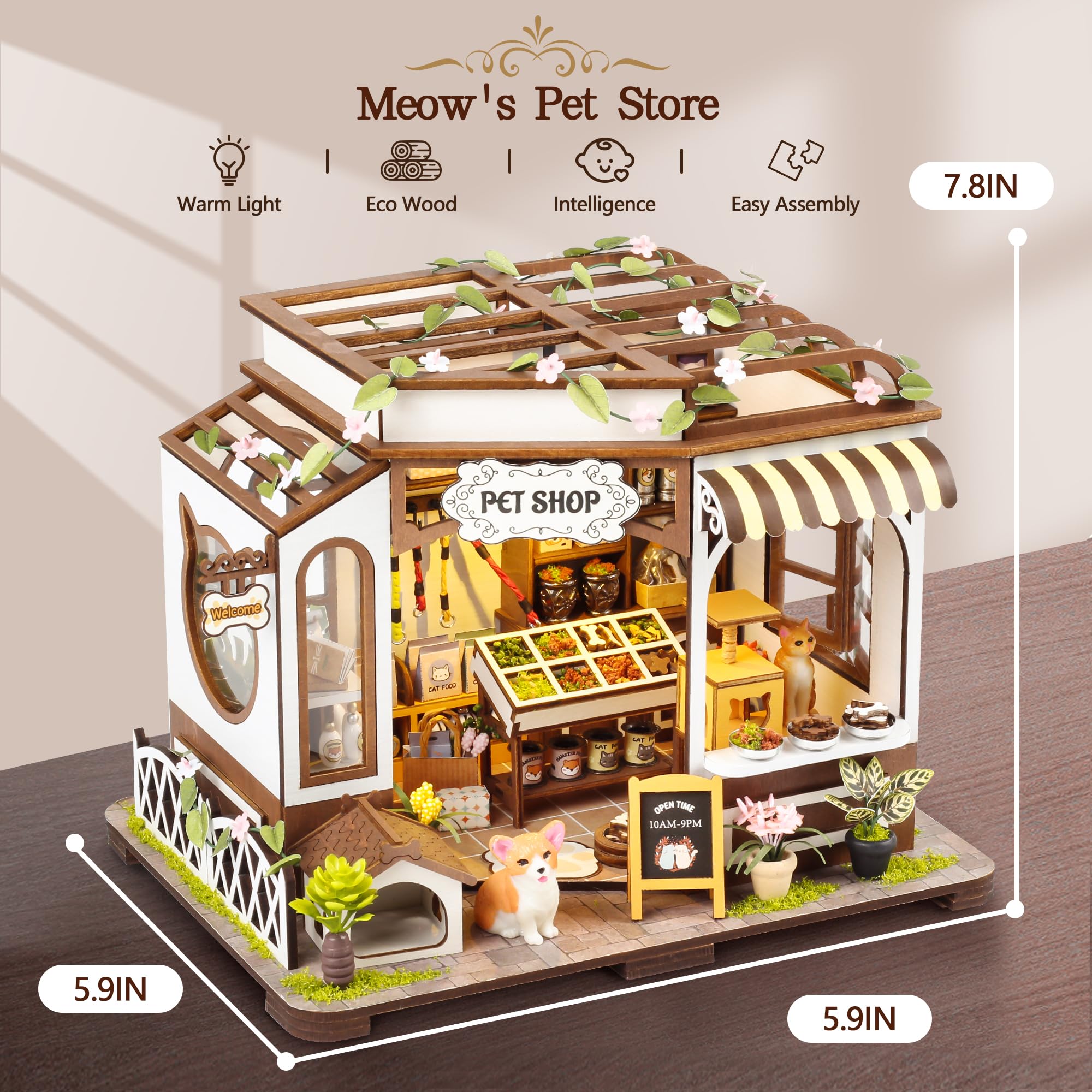 CASRRA miniature pet shop display ready on shelf.