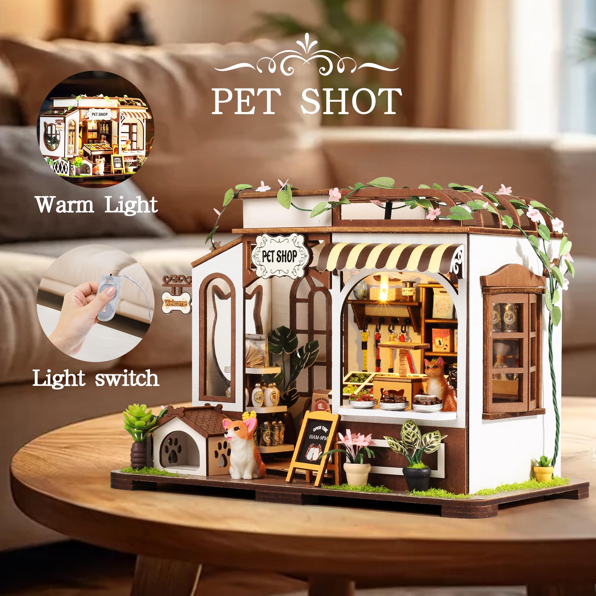 CASRRA miniature pet shop furniture detail with textures for realism.