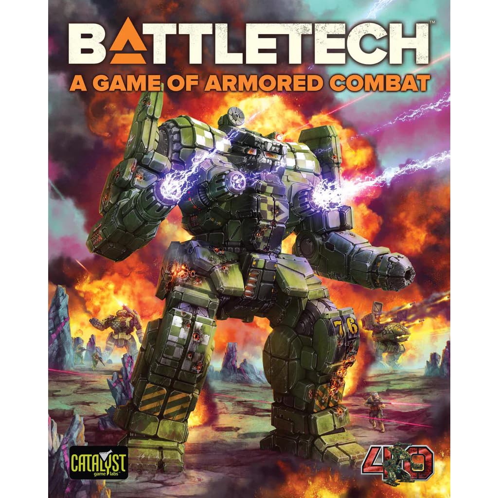 Catalyst Game Labs BattleTech 40th Edition starter box front, ready-to-paint miniatures for exciting sci-fi battles.