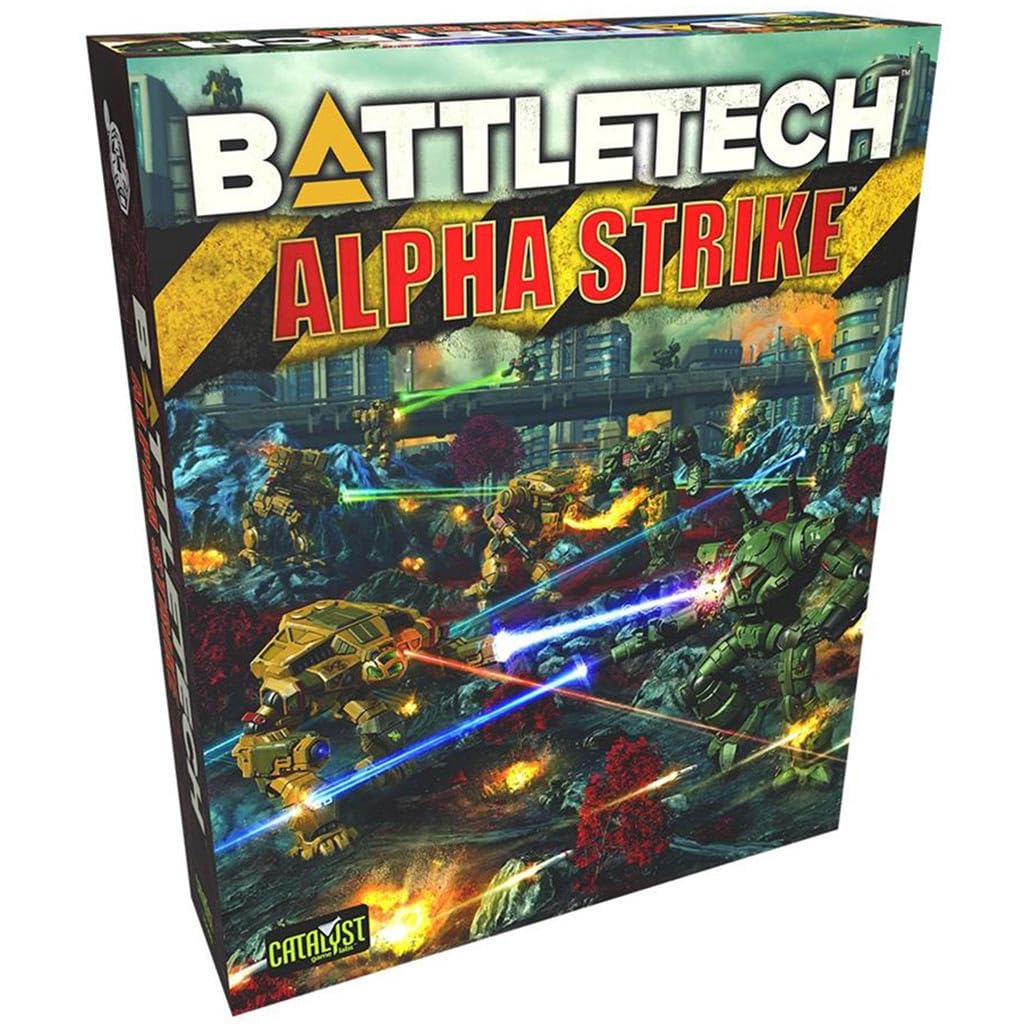 Catalyst Game Labs BattleTech Alpha Strike box set with 12 assembled mechs ready for play