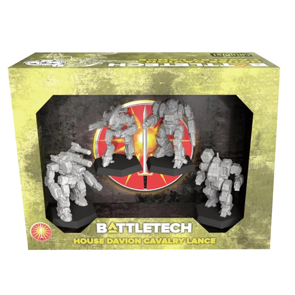 Catalyst Game Labs BattleTech House Davion Cavalry Lance miniatures ready for painting and tabletop combat.