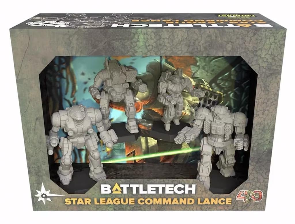 Catalyst Star League Command Lance Orion miniature with pre-painted regalia for tabletop battles.
