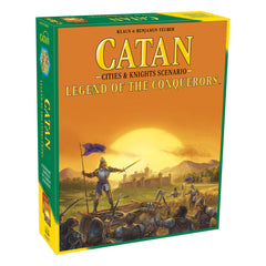 CATAN Legend of the Conquerors cover art with knights invites immersive strategy nights