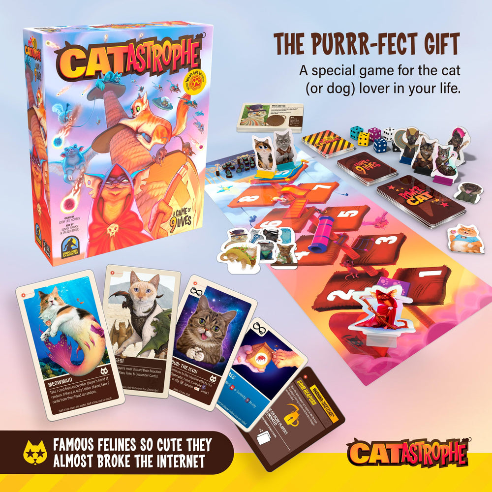 CATastrophe base game and expansion setup demonstrates quick pickup for busy weeknights.