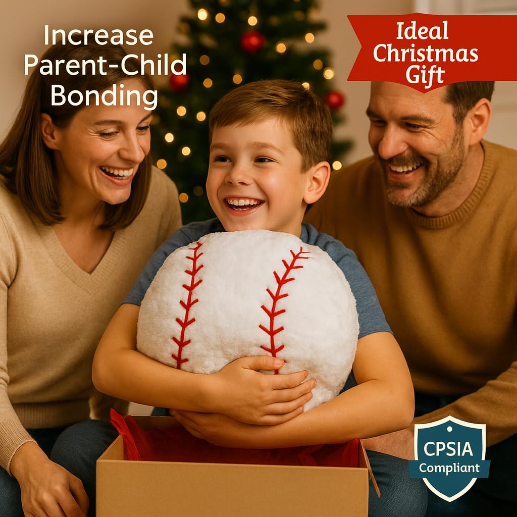 CatchStar baseball pillow child cuddling for cozy reading time