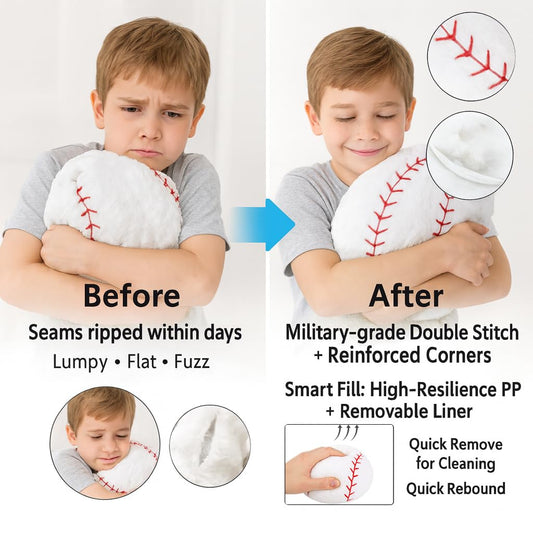 CatchStar baseball pillow inner liner durability holds stuffing securely during play