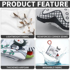 Caterbee Black White Contrast Patterns highlight sharp visuals for baby focus.
