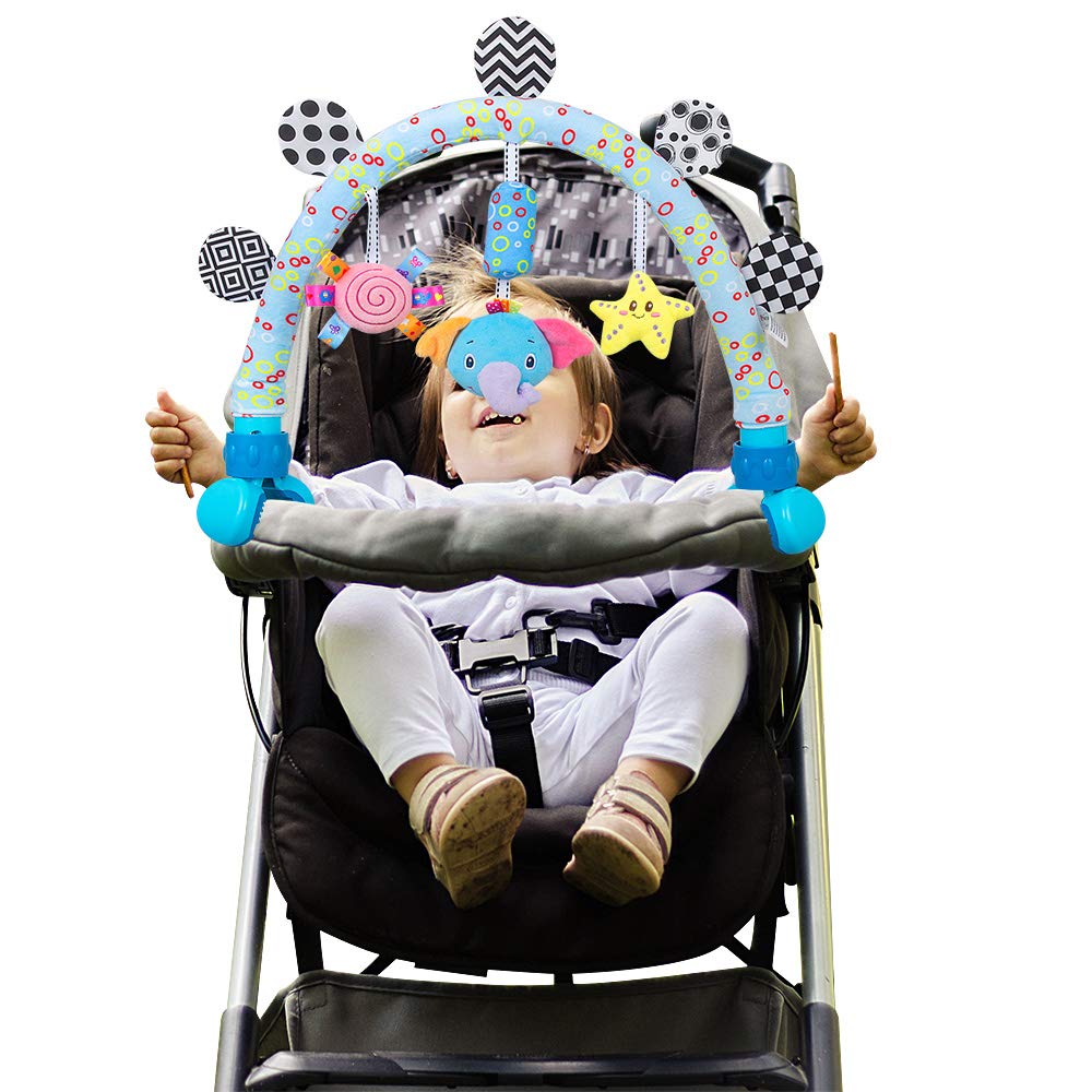 Caterbee clip-on stroller toy attachment for secure, versatile play.