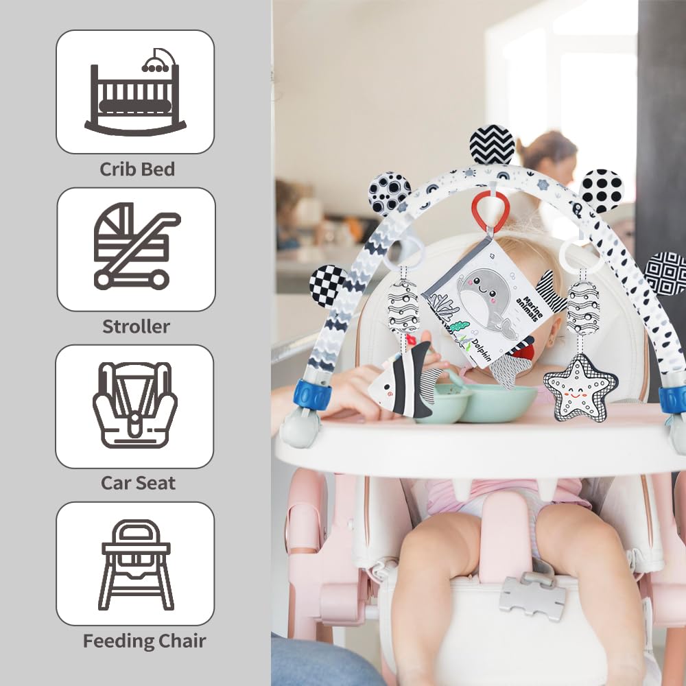 Caterbee Detachable Toy Book offers 10 patterns for visual variety.