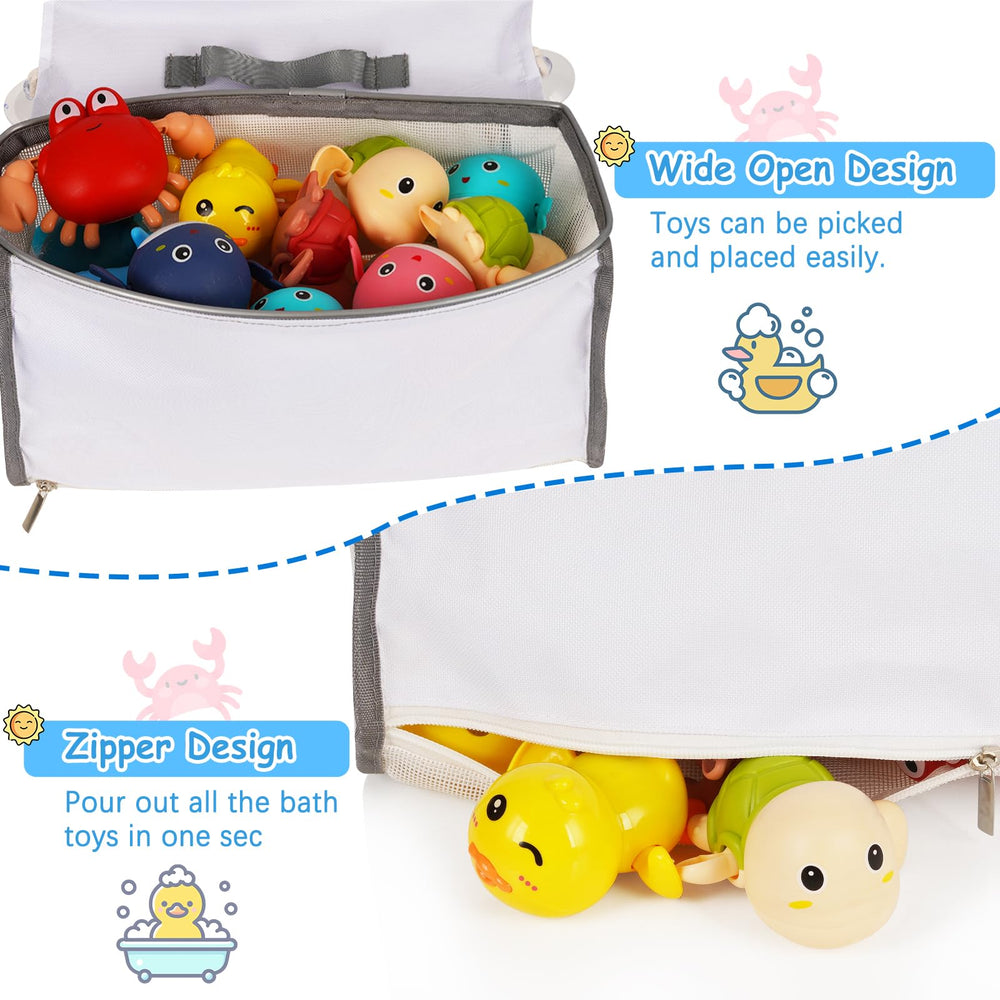 Cathyeen bottom zipper access allows top or bottom toy retrieval.