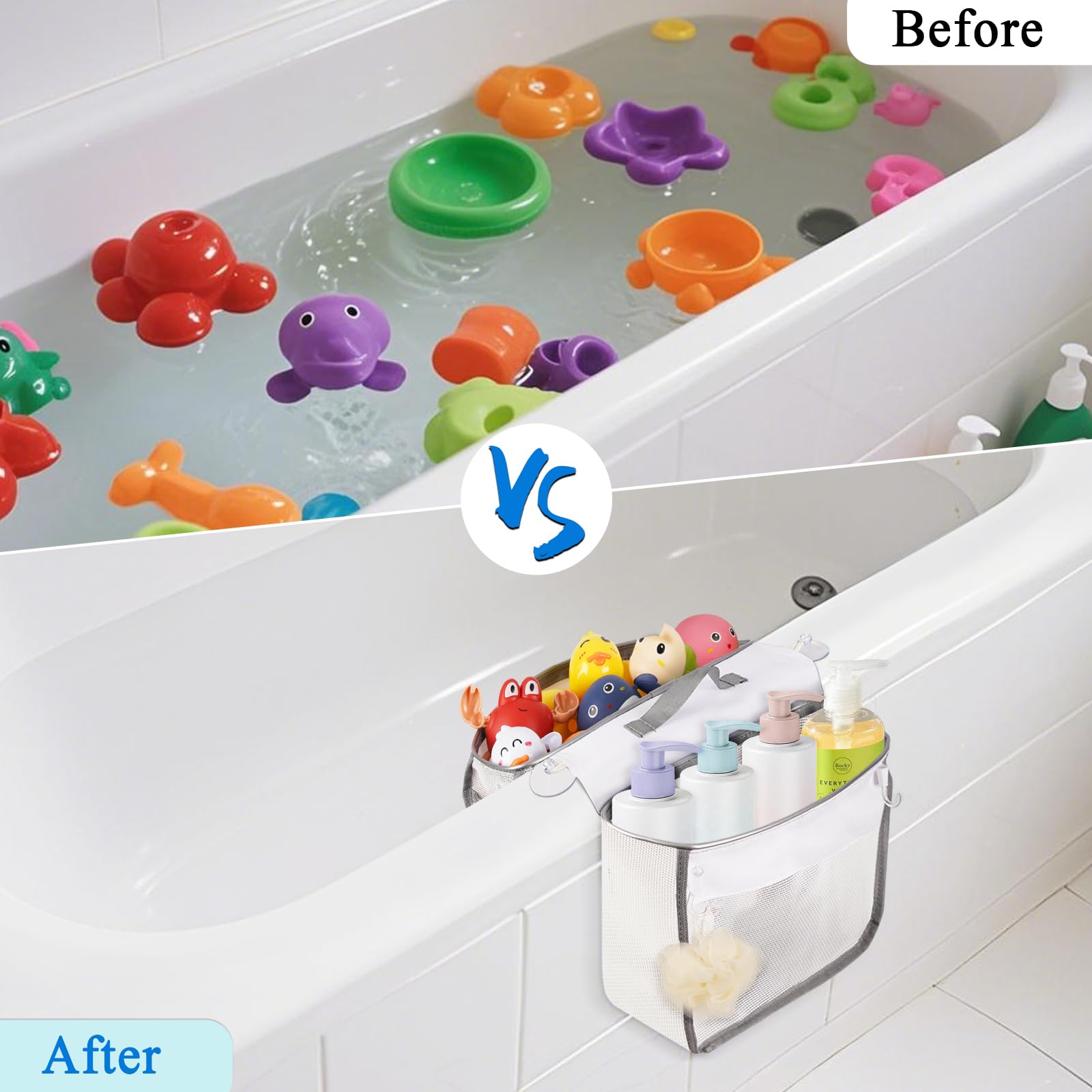 Cathyeen side pockets hold bath essentials and small accessories neatly.