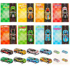 Catnee valentines cards for kids 32-pack showcase playful car designs for classroom exchanges.