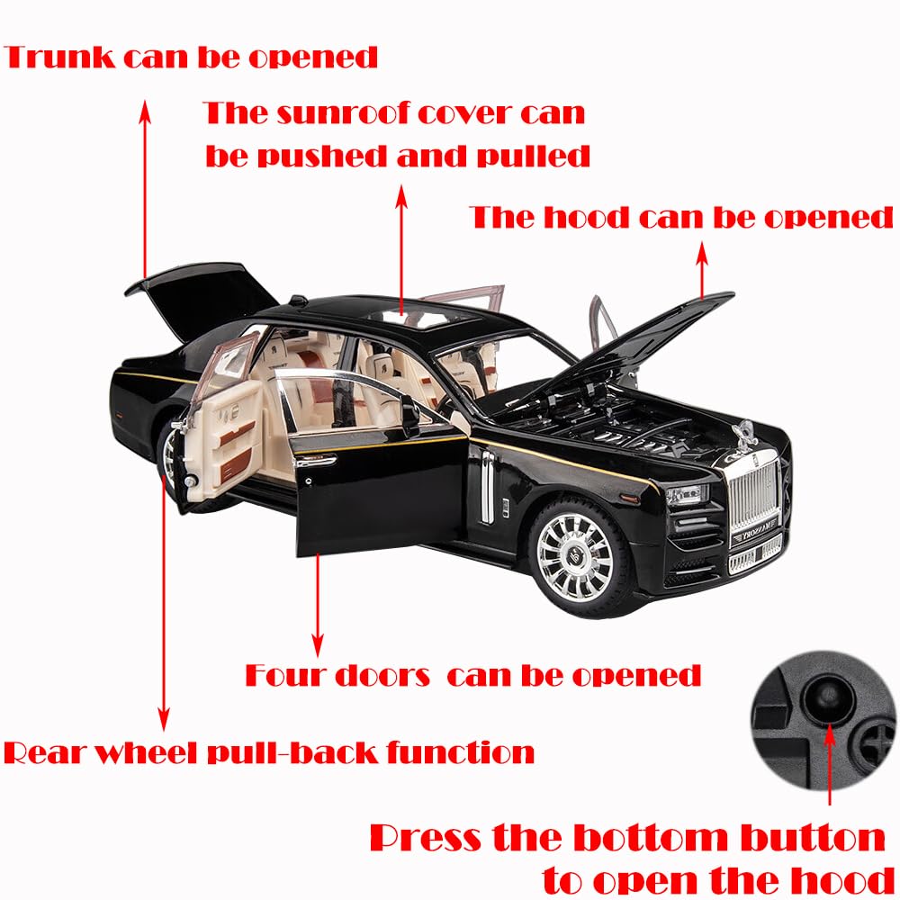 Catovie Rolls-Royce Phantom 1/24 rear pull-back wheels for quick repositioning.