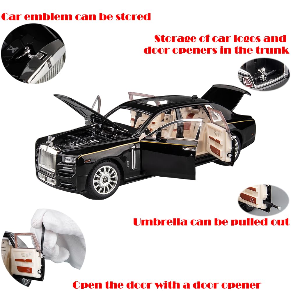 Catovie Rolls-Royce Phantom 1/24 steering-synced front wheels for realistic handling.