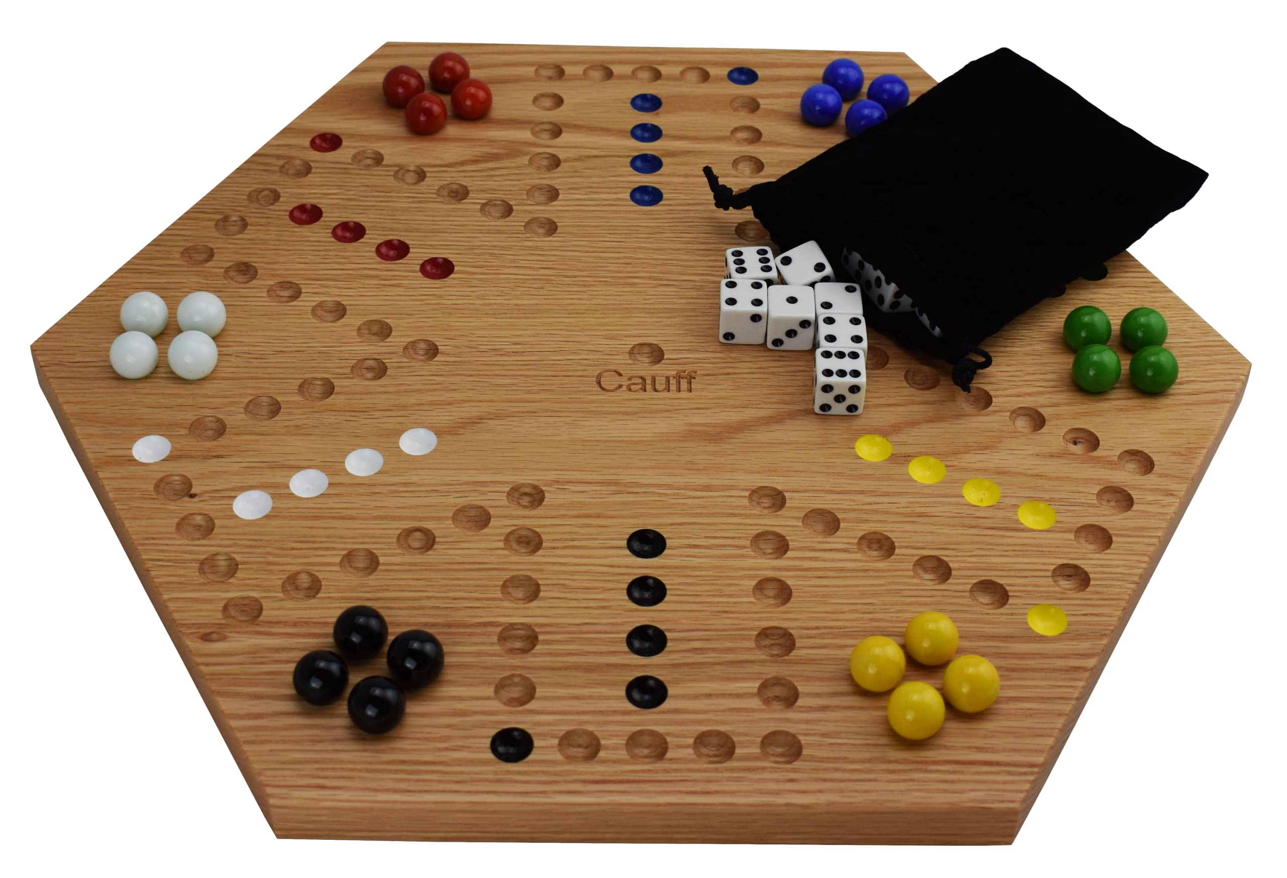 Cauff 20-inch oak marble board top view showing premium craftsmanship for family game nights.