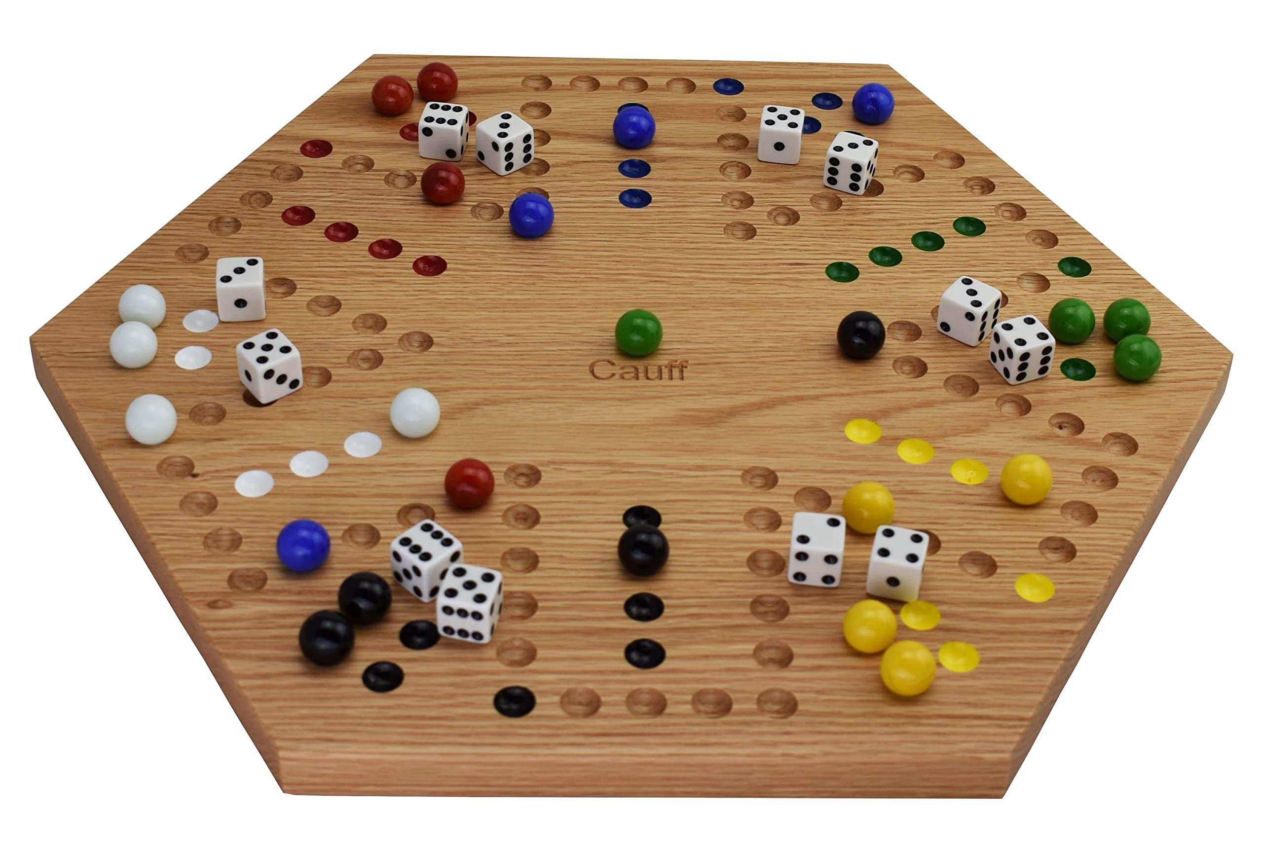 Cauff hand-finished oak frame close-up highlights smooth playing surface.