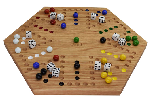 Cauff hand-finished oak frame close-up highlights smooth playing surface.