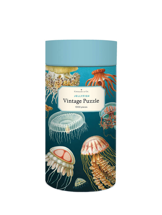 CAVANILLI & CO jelly fish puzzle tube keeps your puzzle safe for gifting and storage.