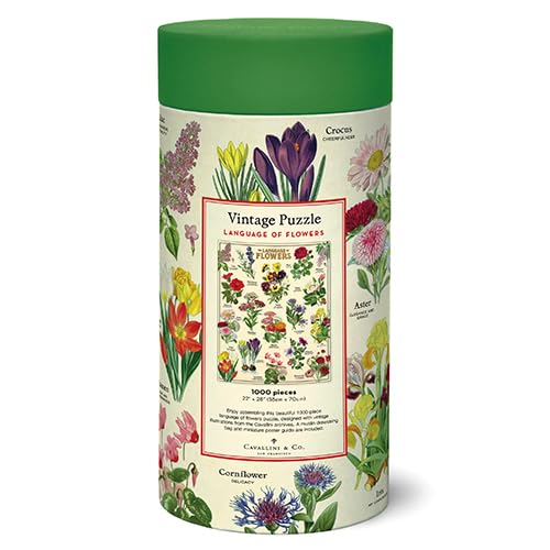 Cavallini & Co language of flowers puzzle in progress with colorful botanical imagery