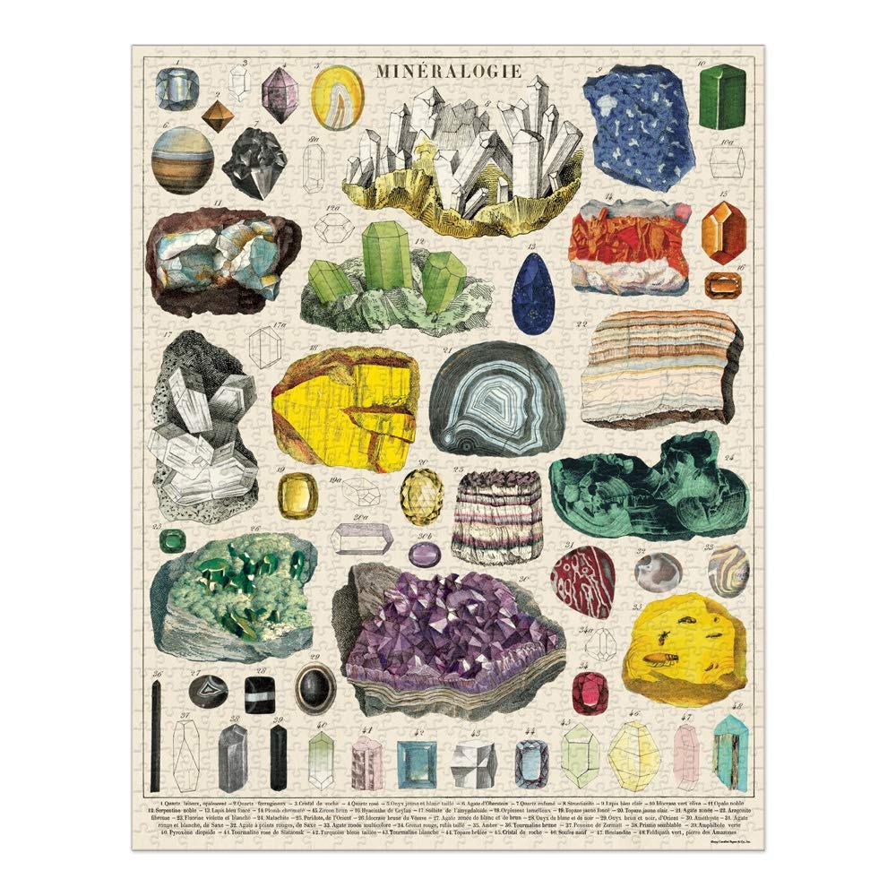 CAVANILLI & CO Mineralogie puzzle box with vintage illustration, ideal for cozy puzzle nights