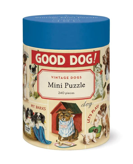 Cavallini & Co mini puzzle dogs cover featuring vintage dog illustrations for mindful relaxation