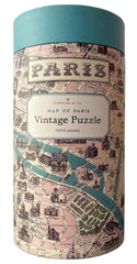 Cavallini & Co Paris Map puzzle cover featuring vintage cartography for immersive puzzle sessions.