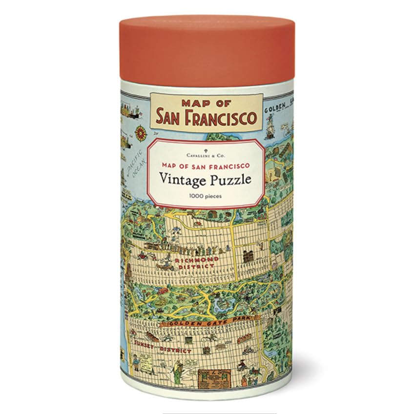 Cavallini & Co SF map 1000-piece puzzle adds vintage charm for relaxed evenings.