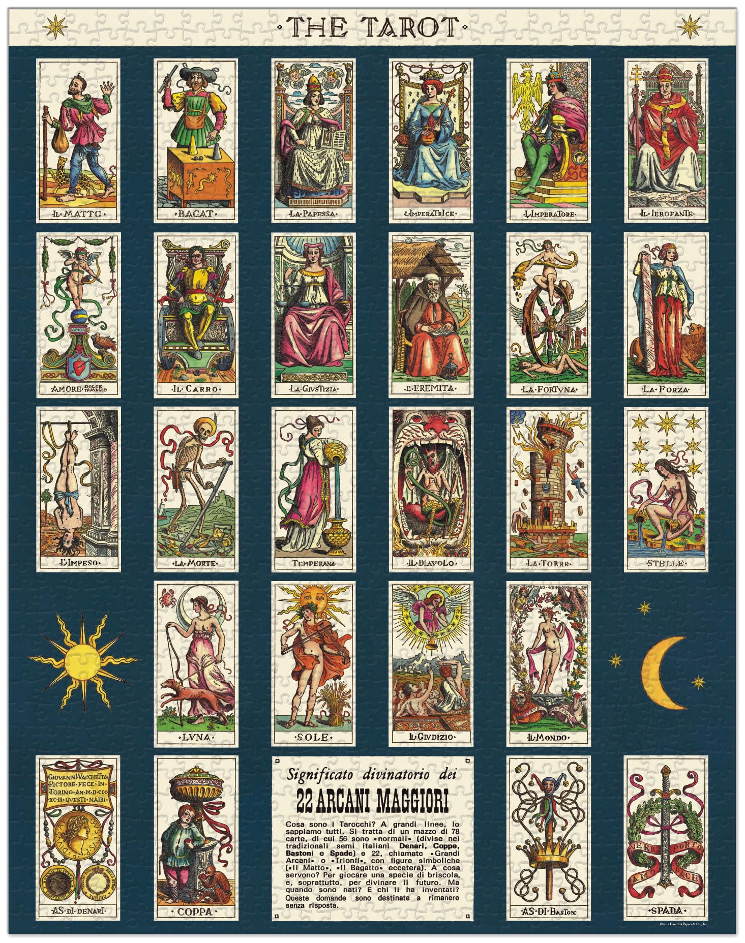 Cavallini & Co. Tarot puzzle muslin bag keeps pieces neat during play.