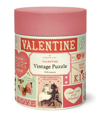 Cavallini & Co vintage Valentine puzzle in a tube packaging, gift-ready