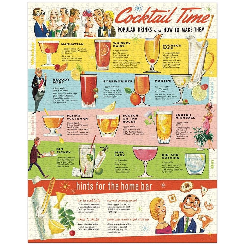 CAVANILLI & CO. Cavallini puzzle tube featuring retro cocktail imagery for display.